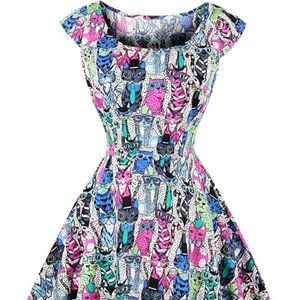 Cats in Glasses Fit and Flare Dress